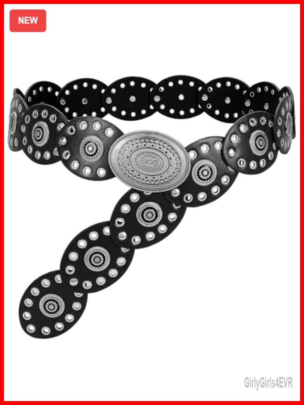 Women's Western Disc Concho PU Leather Wide Belt